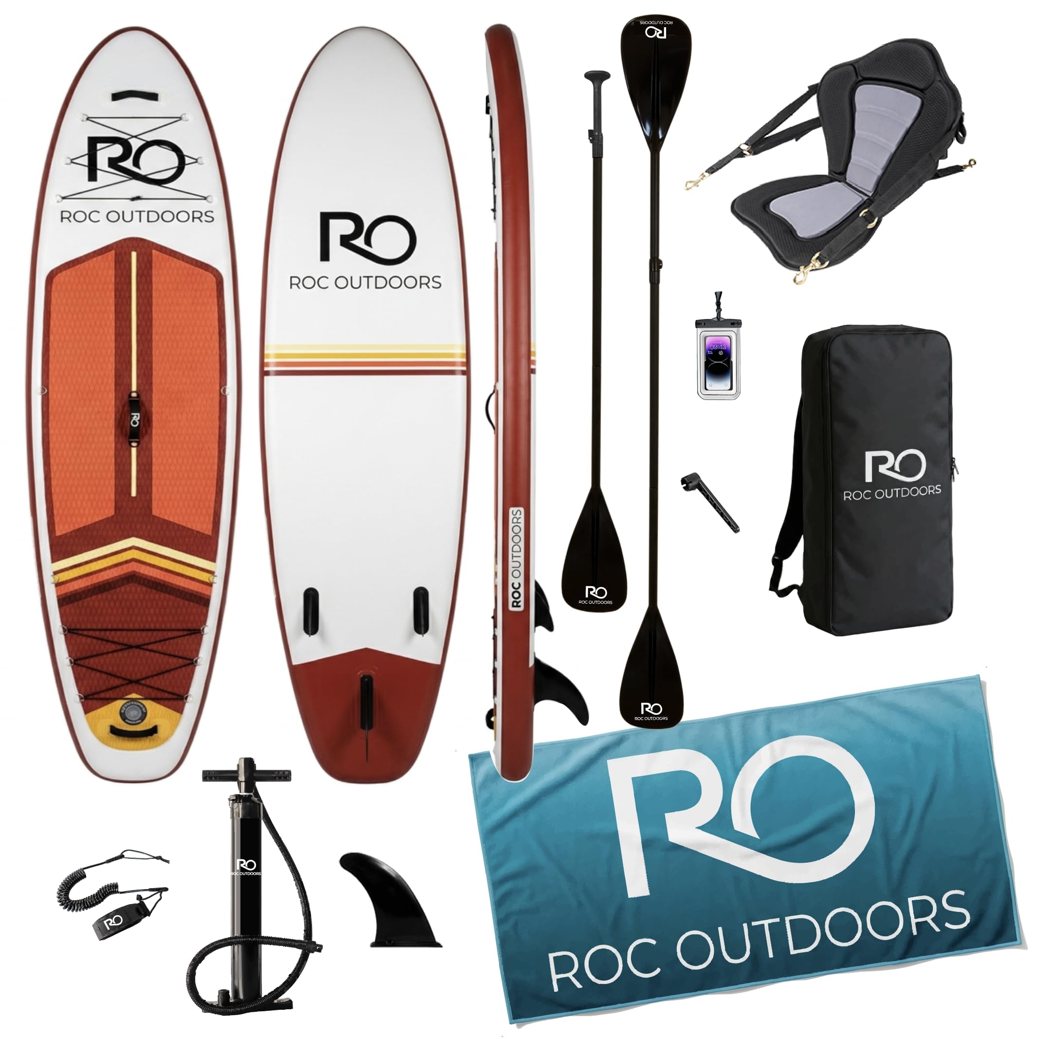Roc Inflatable Stand Up Paddle Board 10' 6" with Premium SUP Paddle Board Accessories, Wide Stable Design, Non-Slip Comfort Deck for Youth & Adults