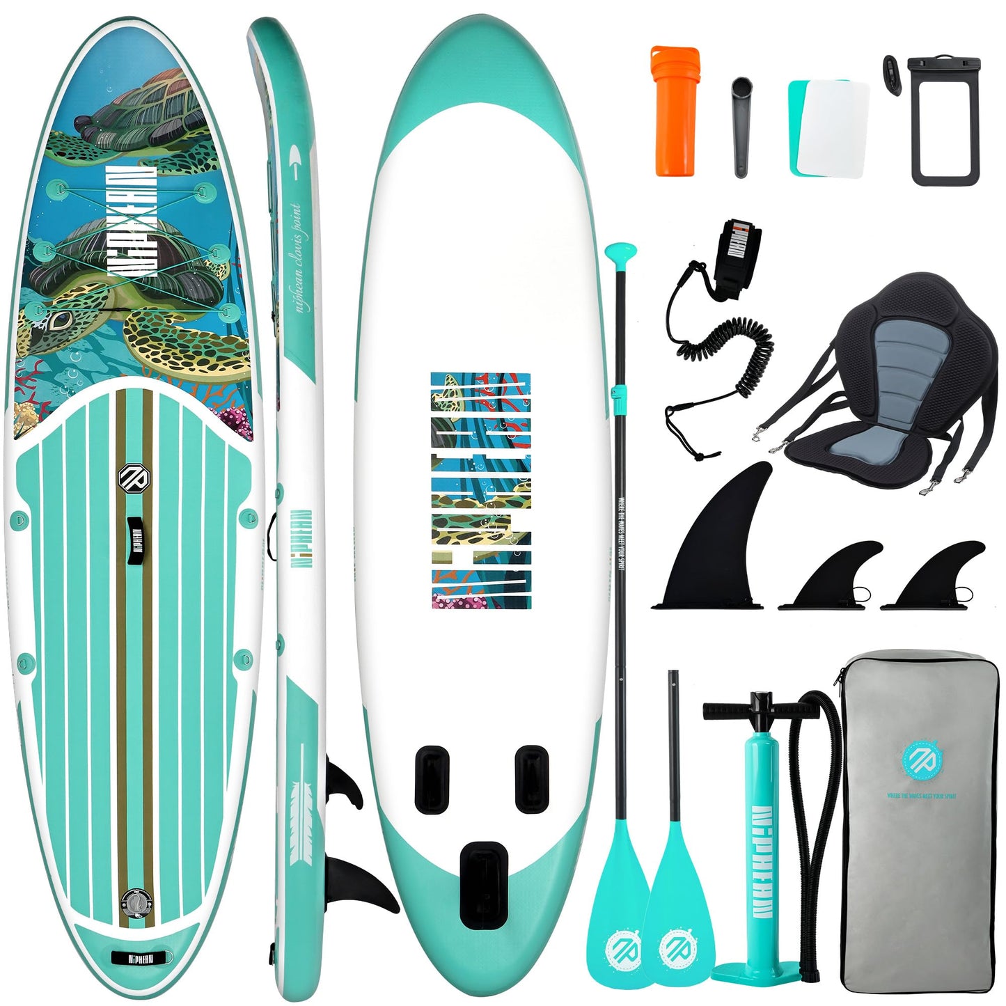 Niphean Inflatable Stand Up Paddle Board with SUP Accessories, Anti-Slip EVA Deck, 10’6’’ Inflatable Paddle Boards for Adults & Youth of All Skill Levels