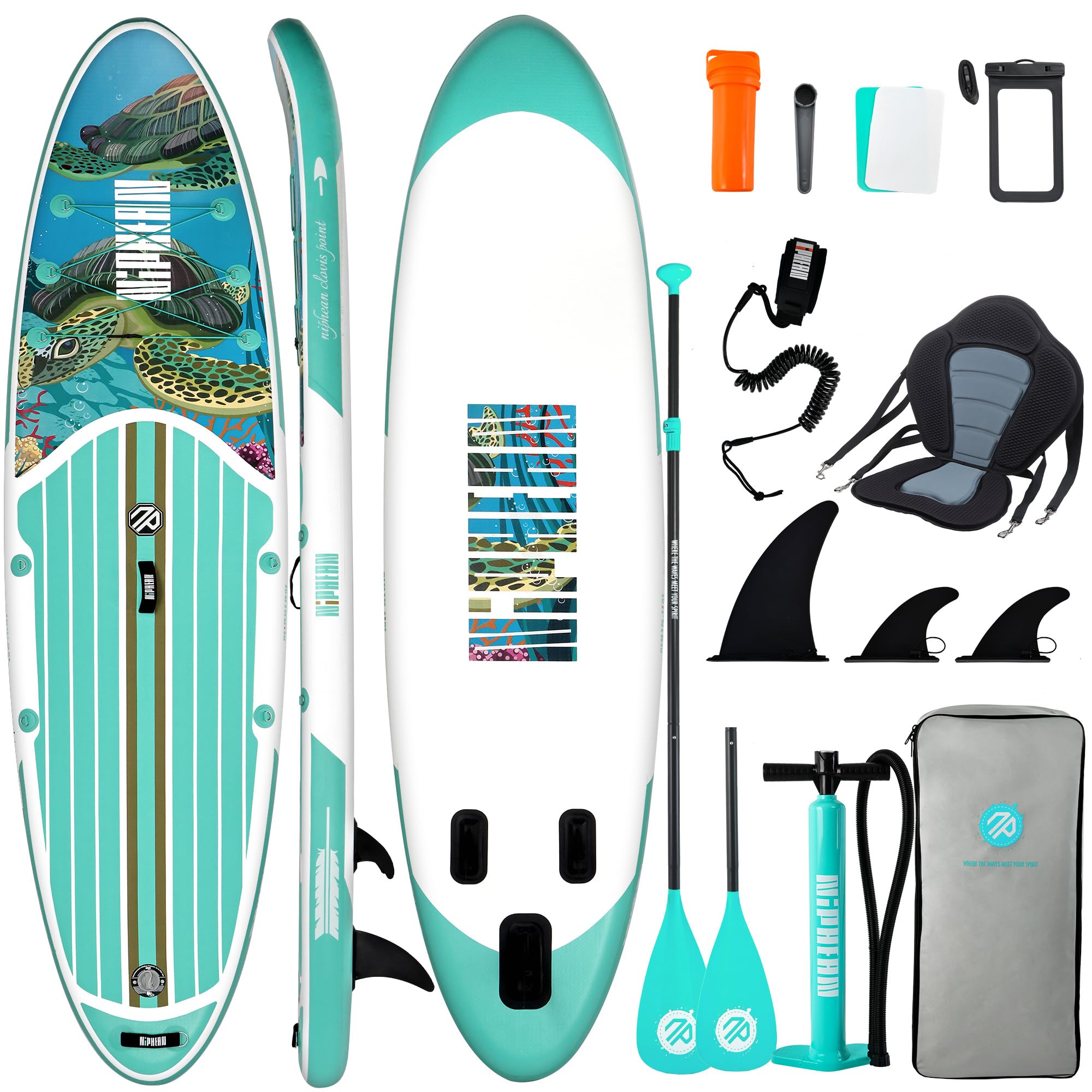 Niphean Inflatable Stand Up Paddle Board with SUP Accessories, Anti-Slip EVA Deck, 10’6’’ Inflatable Paddle Boards for Adults & Youth of All Skill Levels