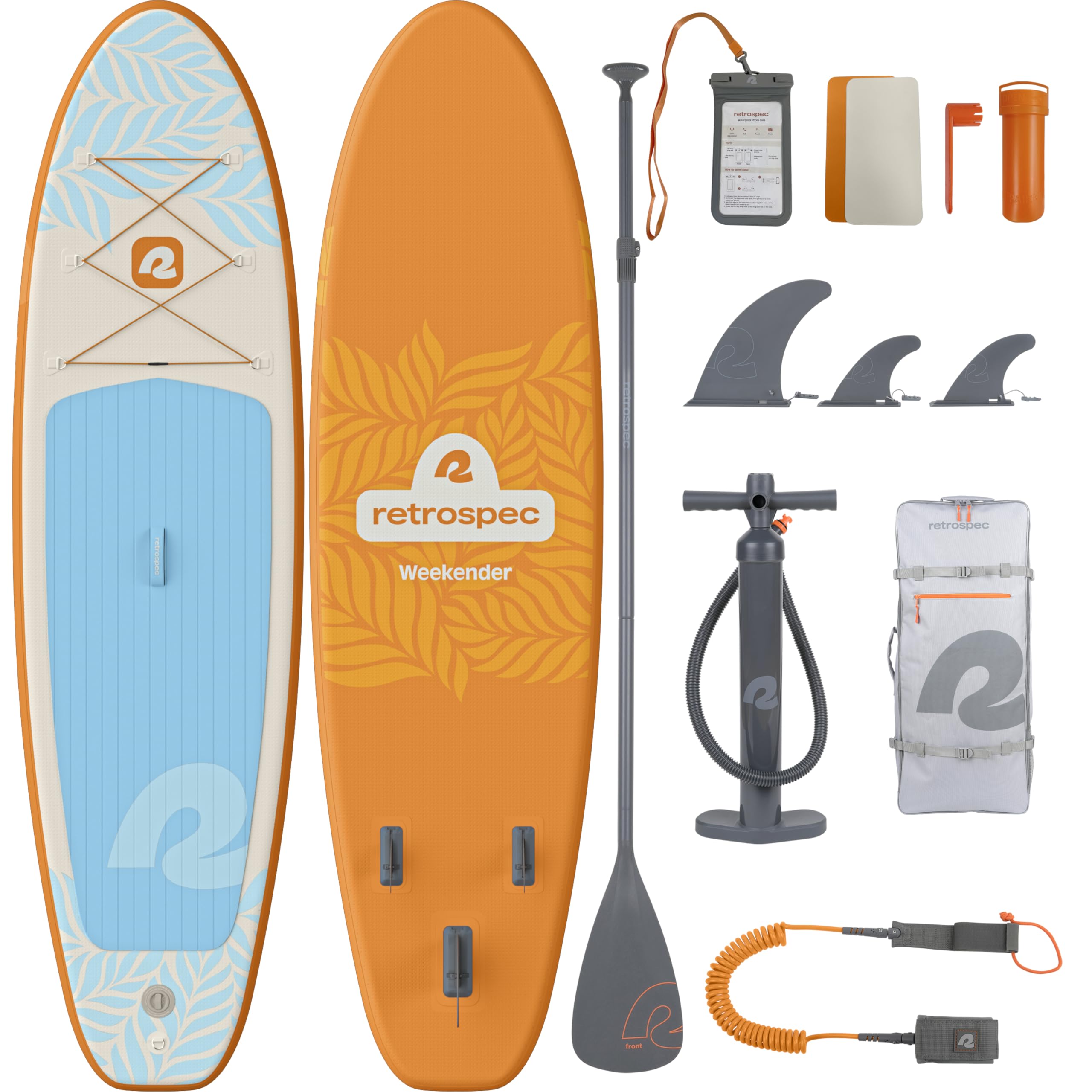 Retrospec Weekender Inflatable Stand Up Paddle Board Includes Paddle, Pump, and Accessories 10’6” Lightweight iSUP, Puncture Resistant Inflatable Paddle Board for Adults