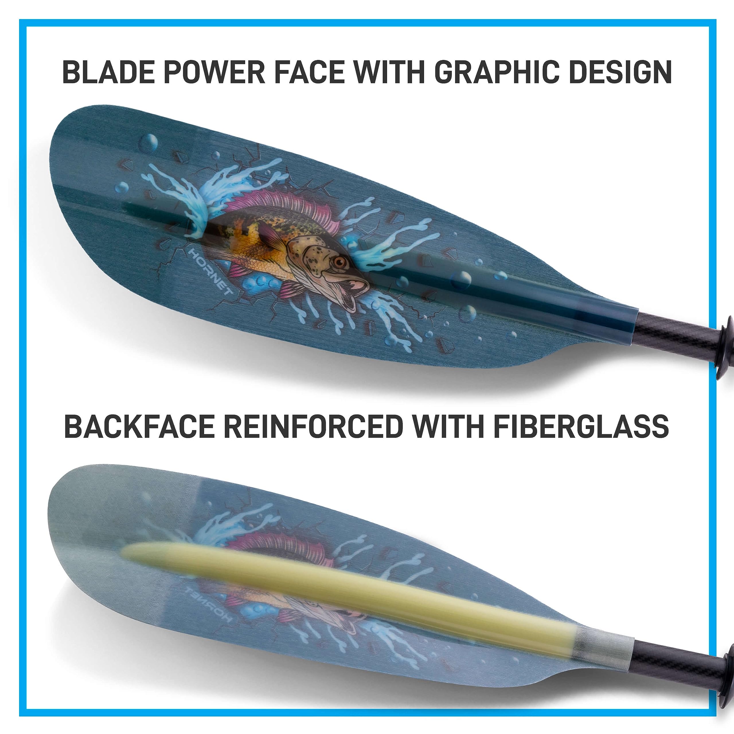 Hornet Watersports Fiberglass Kayak Paddle for Adults- Ideal for Touring, Fishing and Boating- 90.5 inches / 230CM Adjustable with Carbon Fiber Shaft- Kayak Oars Kayaking Equipment