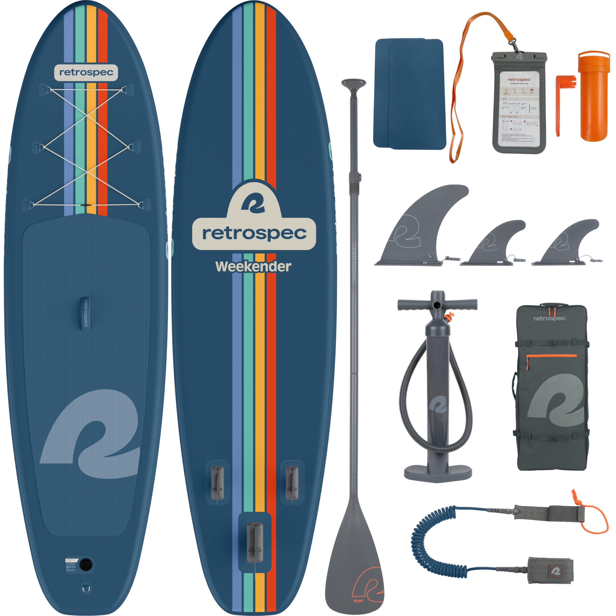 Retrospec Weekender Inflatable Stand Up Paddle Board Includes Paddle, Pump, and Accessories 10’6” Lightweight iSUP, Puncture Resistant Inflatable Paddle Board for Adults