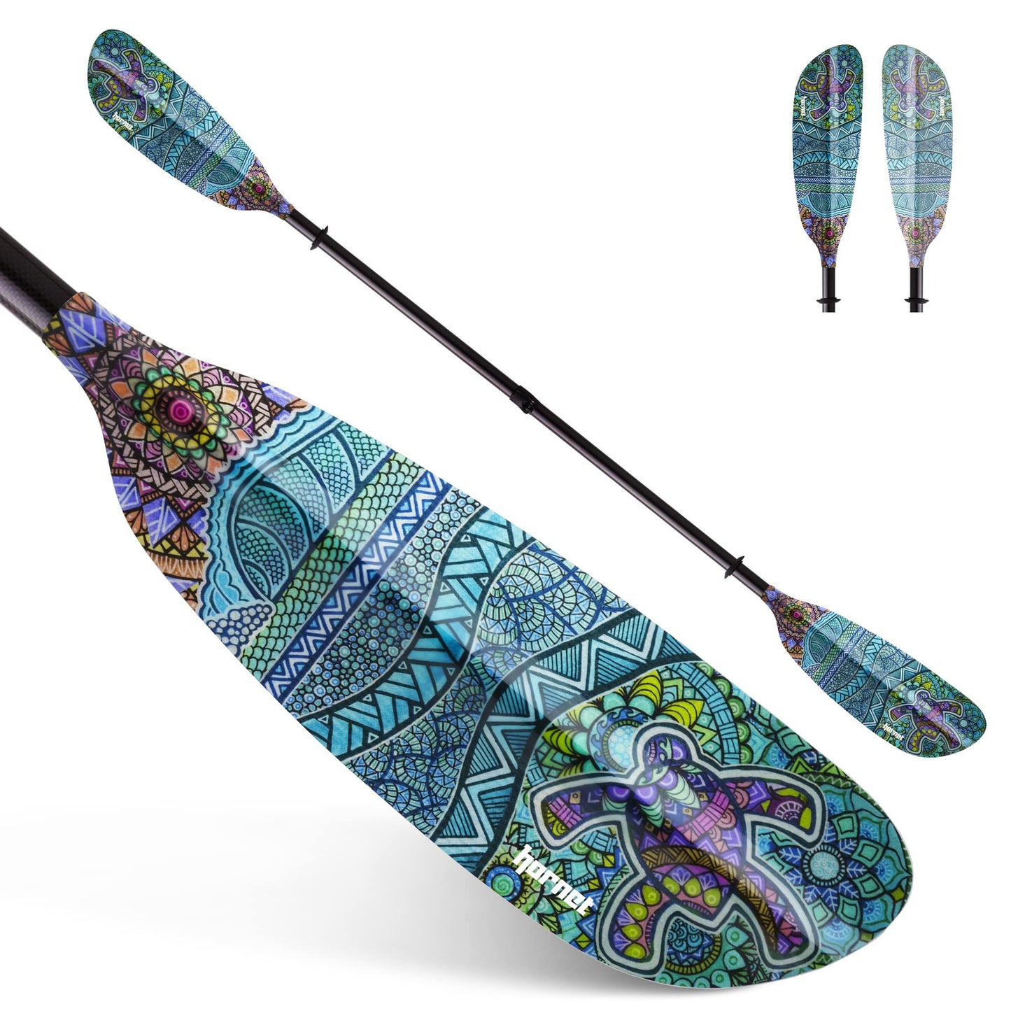 Hornet Watersports Fiberglass Kayak Paddle for Adults- Ideal for Touring, Fishing and Boating- 90.5 inches / 230CM Adjustable with Carbon Fiber Shaft- Kayak Oars Kayaking Equipment