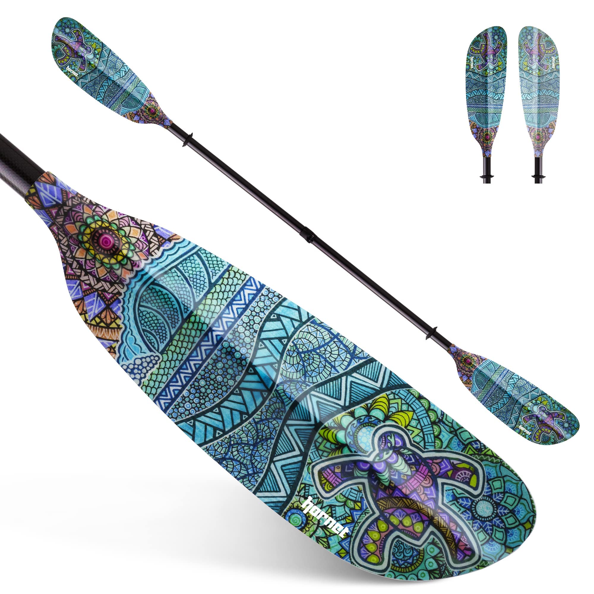 Hornet Watersports Fiberglass Kayak Paddle for Adults- Ideal for Touring, Fishing and Boating- 90.5 inches / 230CM Adjustable with Carbon Fiber Shaft- Kayak Oars Kayaking Equipment