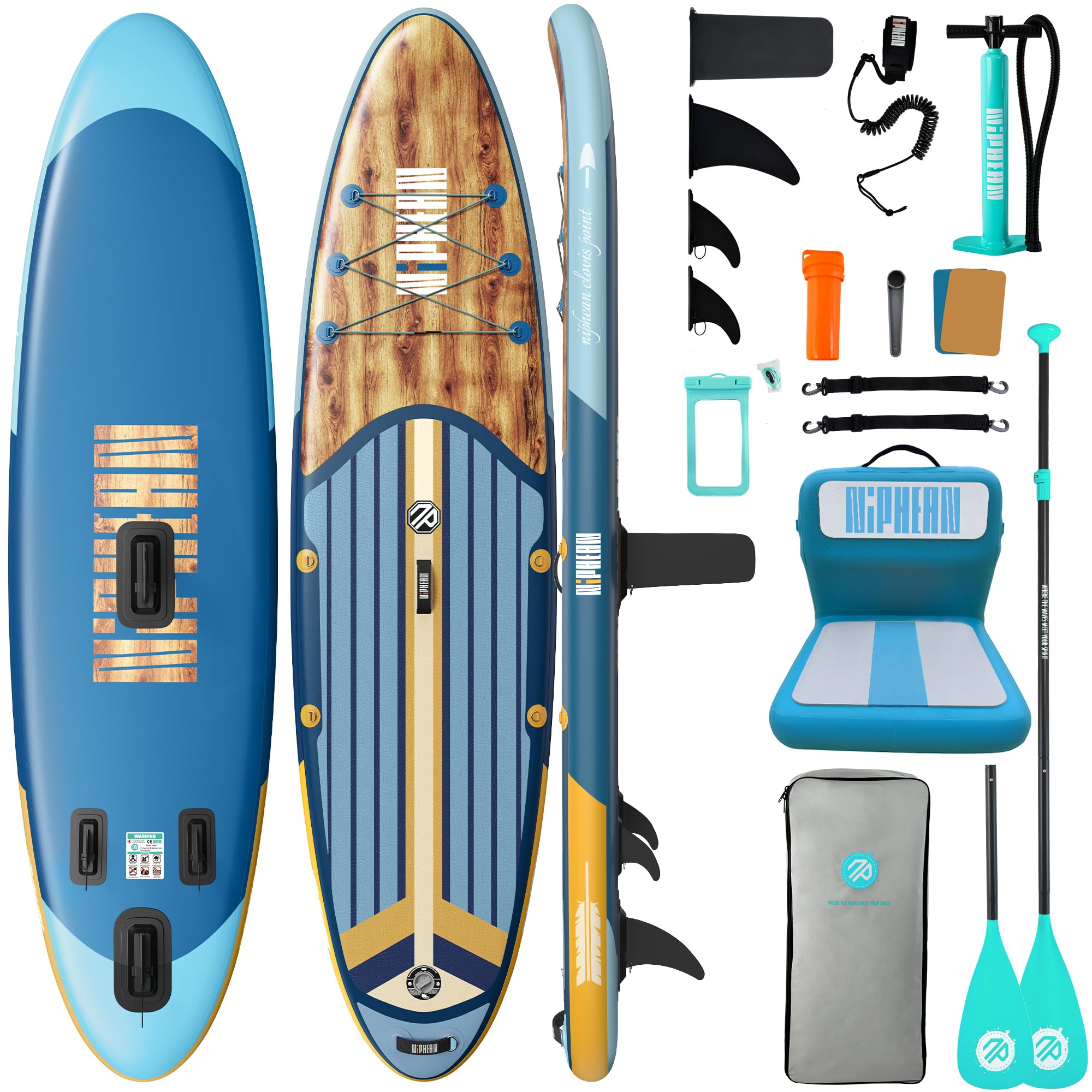 Niphean Inflatable Stand Up Paddle Board with SUP Accessories, Anti-Slip EVA Deck, 10’6’’ Inflatable Paddle Boards for Adults & Youth of All Skill Levels