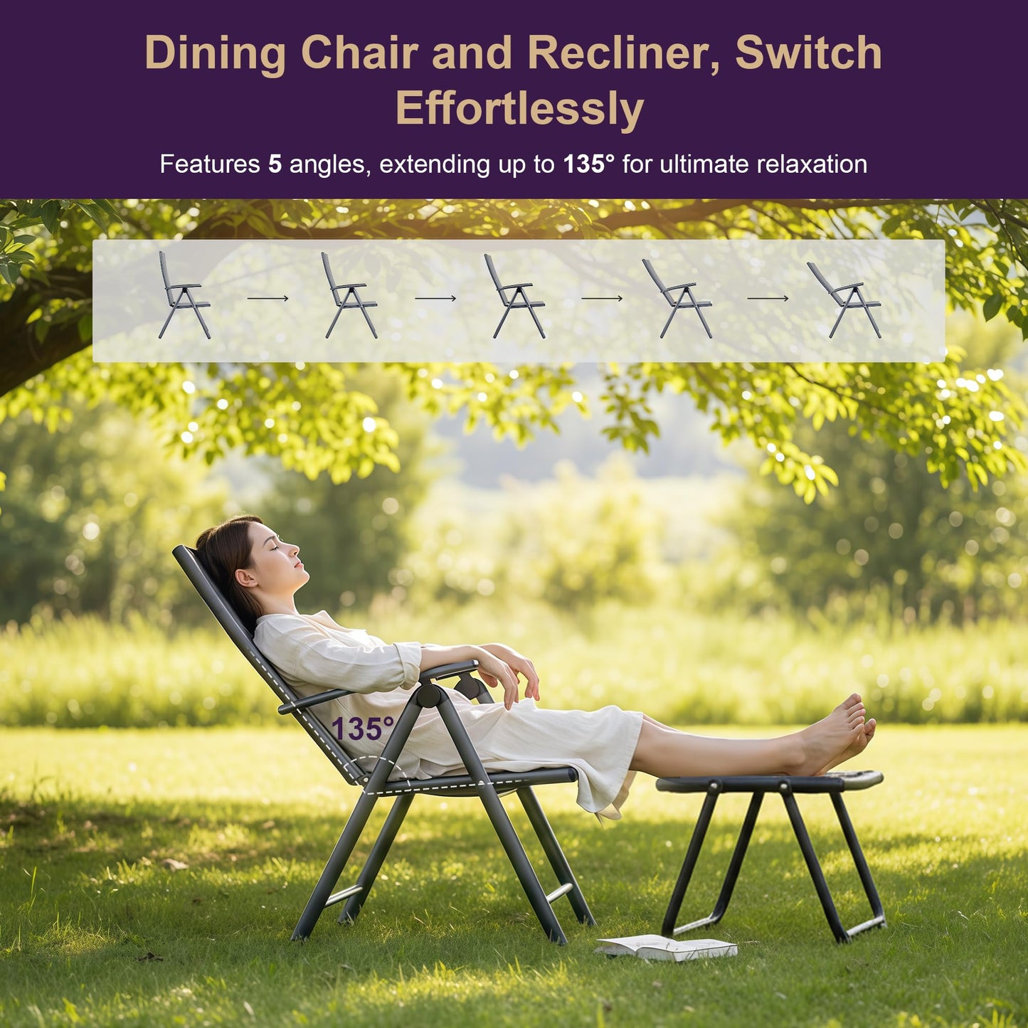 PURPLE LEAF Outdoor Dining Chairs Patio Folding Chairs