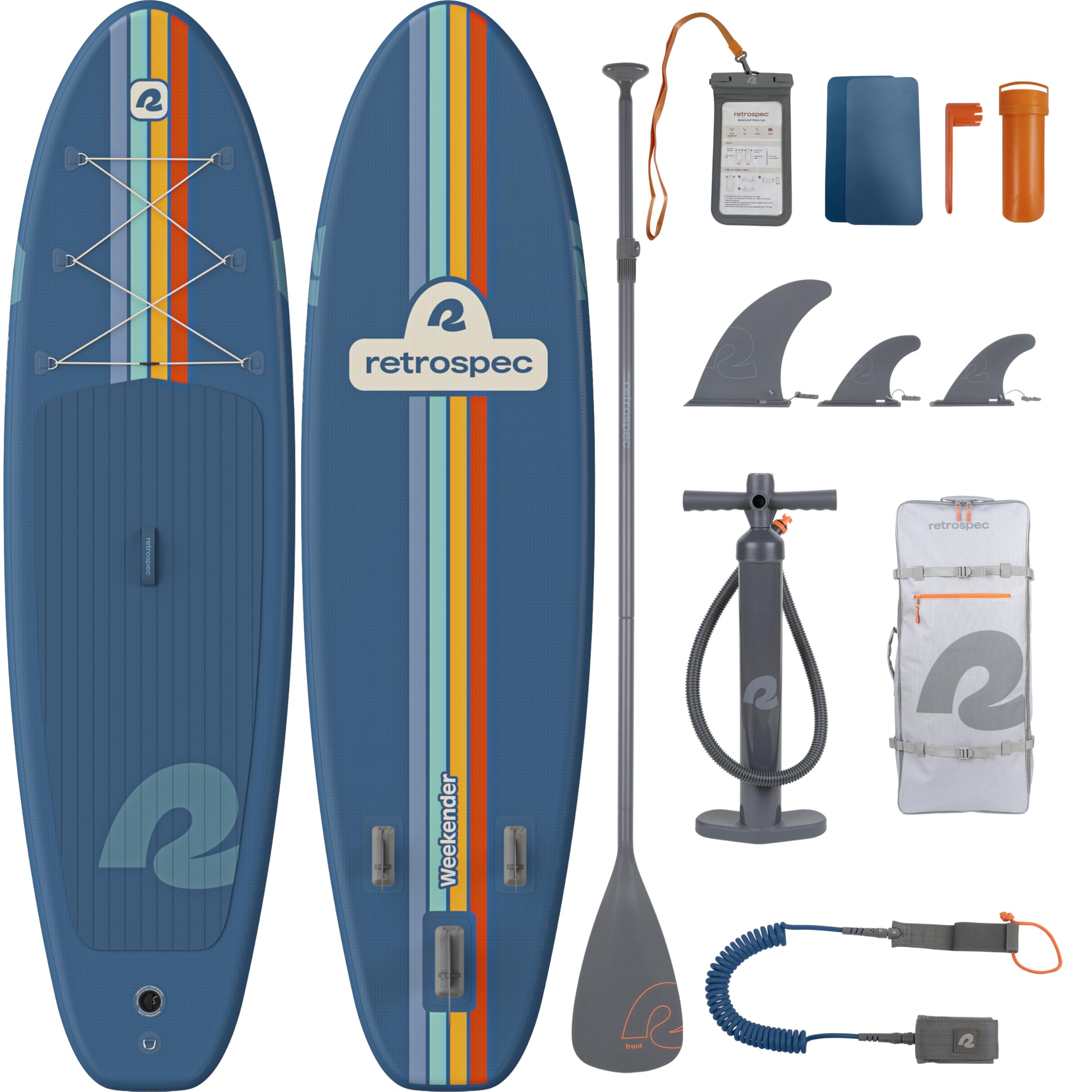 Retrospec Weekender Inflatable Stand Up Paddle Board Includes Paddle, Pump, and Accessories 10’6” Lightweight iSUP, Puncture Resistant Inflatable Paddle Board for Adults