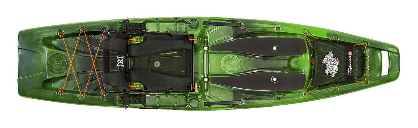 Perception Kayaks Outlaw 11.5 | Sit on Top Fishing Kayak | Fold Away Lawn Chair Seat | 4 Rod Holders | Integrated Tackle Trays | 11' 6"