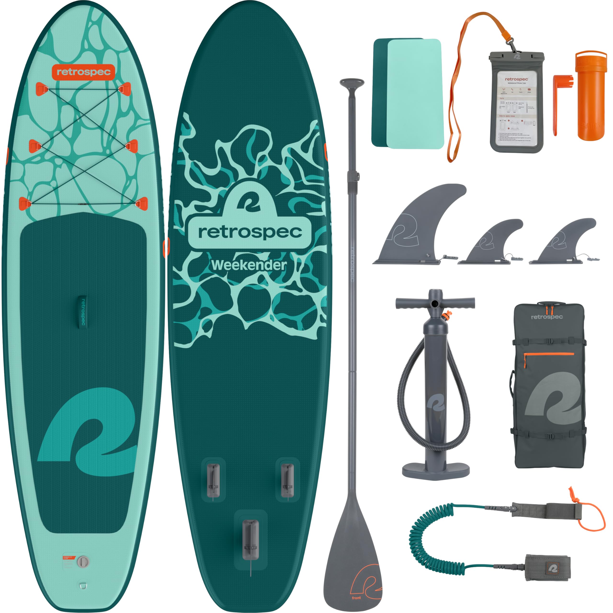 Retrospec Weekender Inflatable Stand Up Paddle Board Includes Paddle, Pump, and Accessories 10’6” Lightweight iSUP, Puncture Resistant Inflatable Paddle Board for Adults