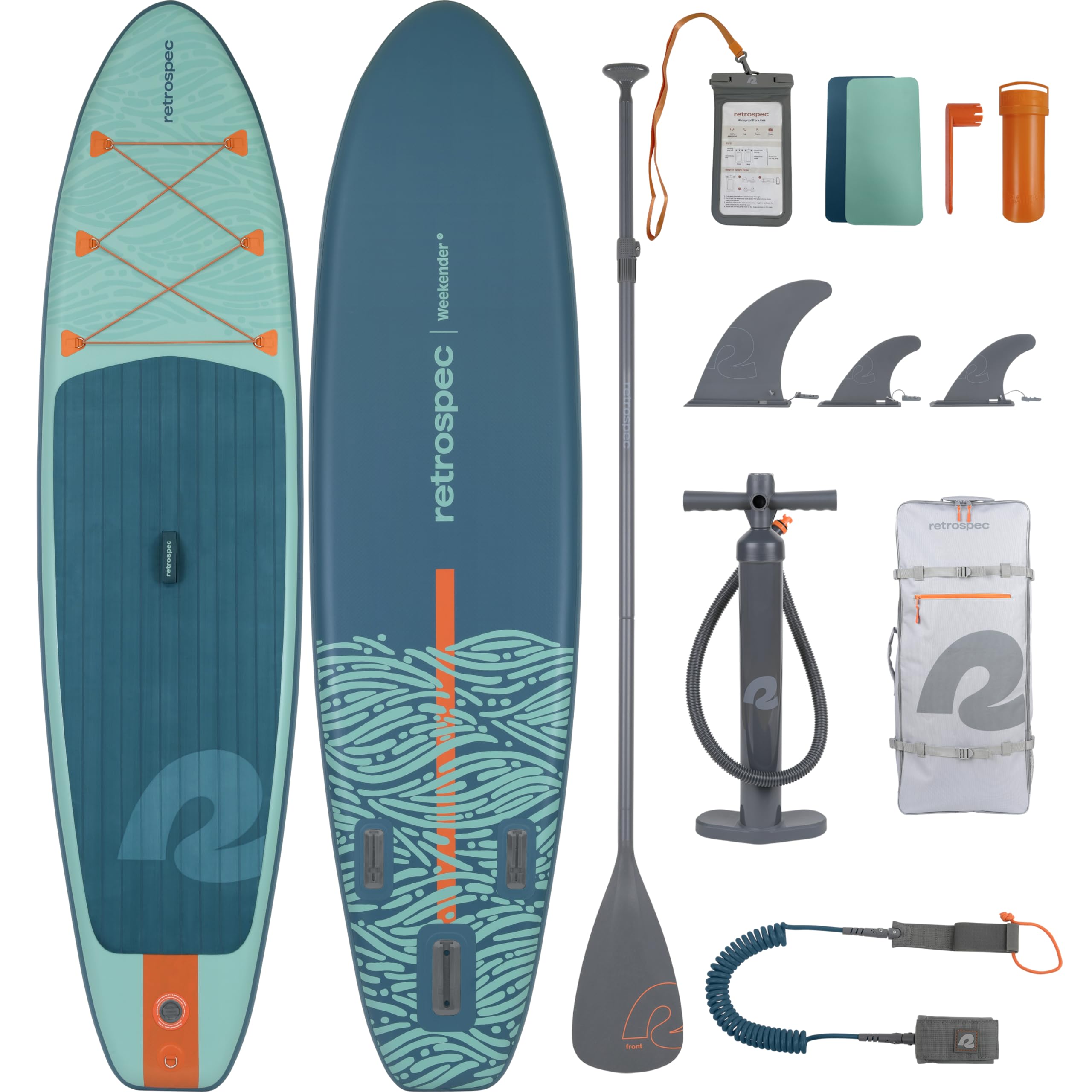 Retrospec Weekender Inflatable Stand Up Paddle Board Includes Paddle, Pump, and Accessories 10’6” Lightweight iSUP, Puncture Resistant Inflatable Paddle Board for Adults