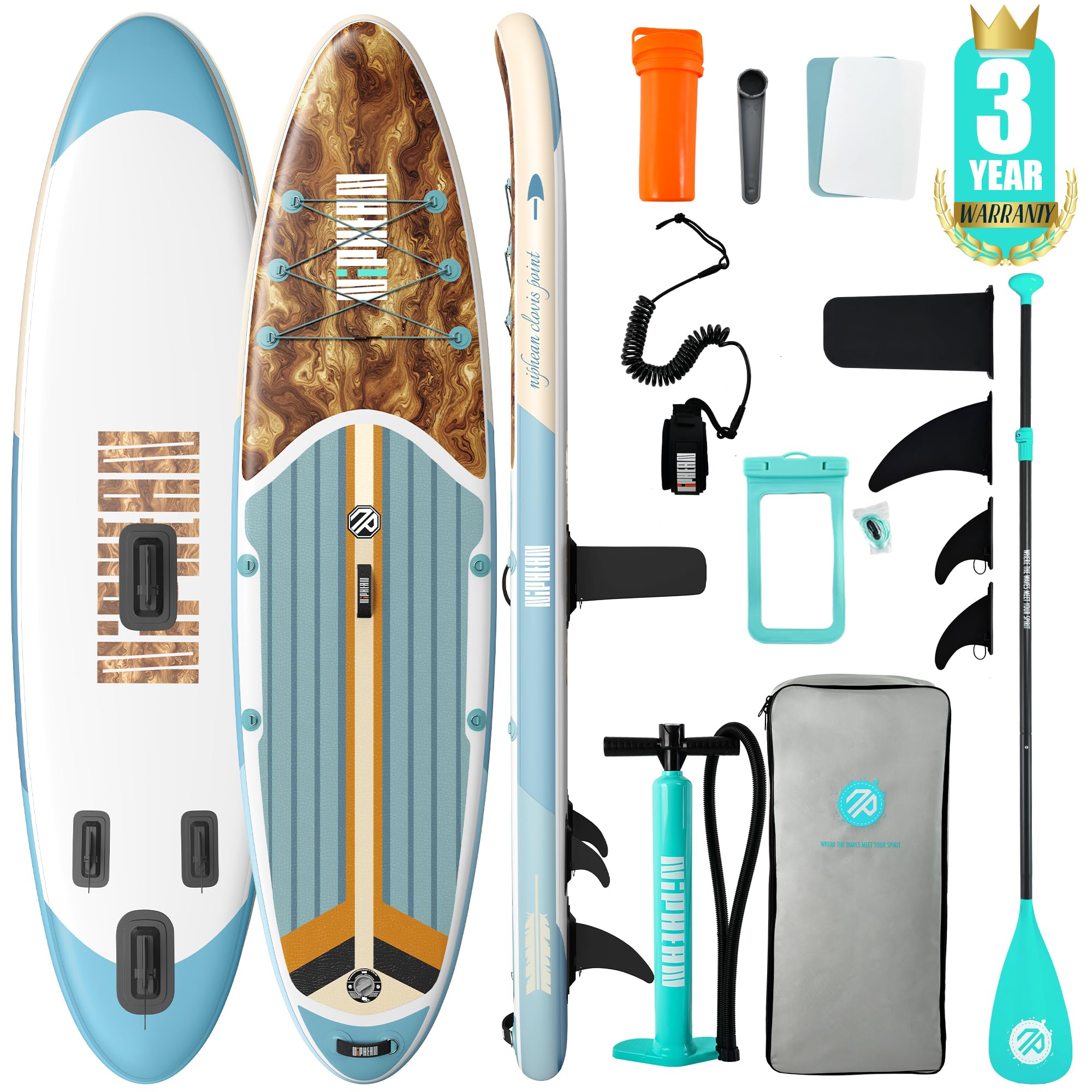 Niphean Inflatable Stand Up Paddle Board with SUP Accessories, Anti-Slip EVA Deck, 10’6’’ Inflatable Paddle Boards for Adults & Youth of All Skill Levels