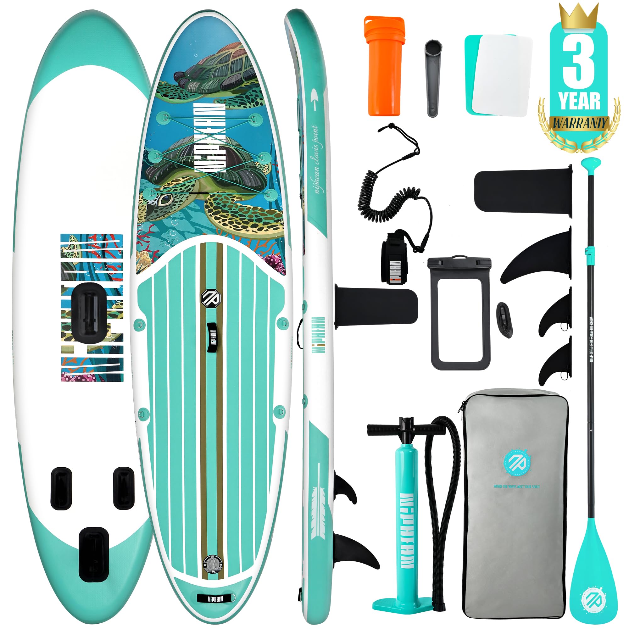 Niphean Inflatable Stand Up Paddle Board with SUP Accessories, Anti-Slip EVA Deck, 10’6’’ Inflatable Paddle Boards for Adults & Youth of All Skill Levels