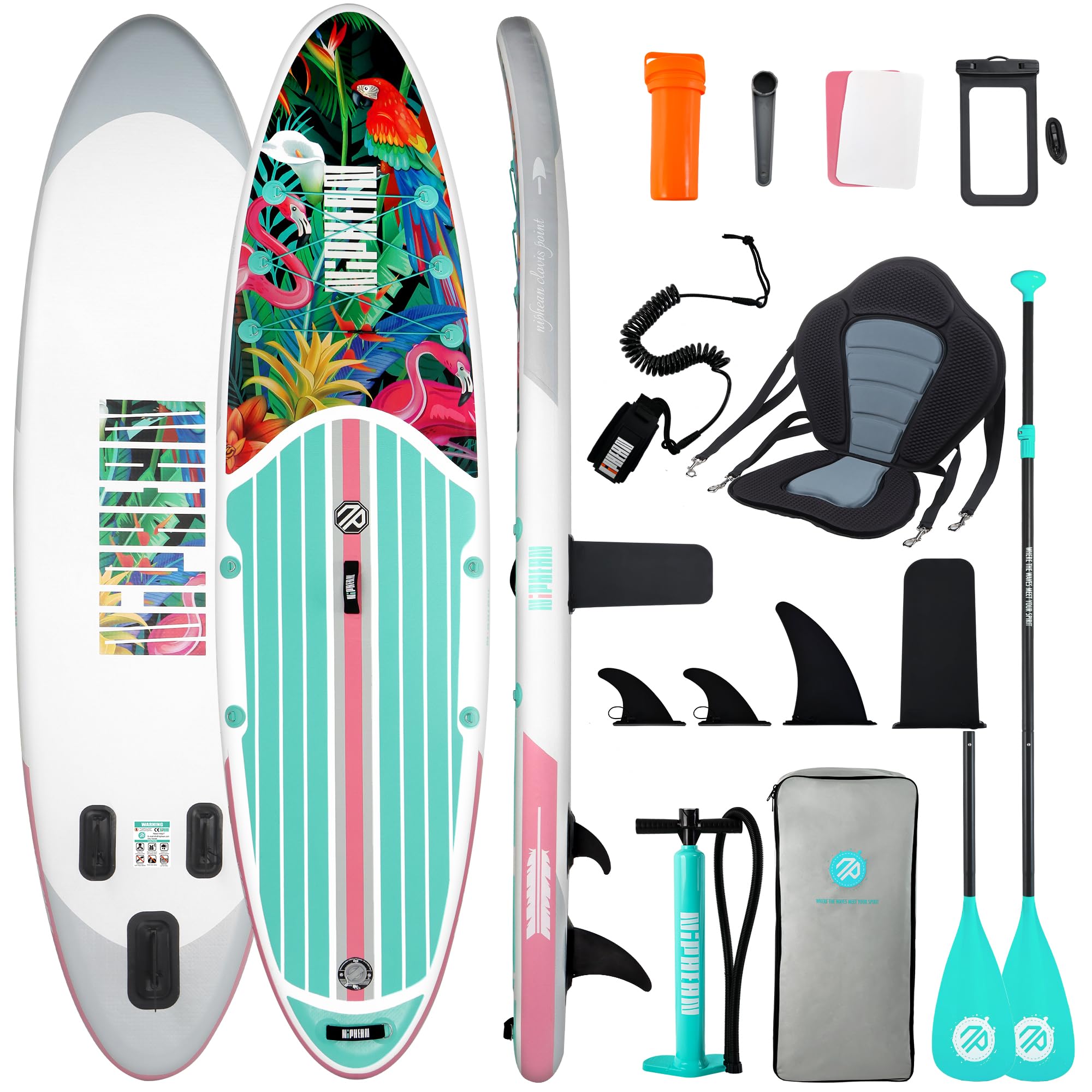 Niphean Inflatable Stand Up Paddle Board with SUP Accessories, Anti-Slip EVA Deck, 10’6’’ Inflatable Paddle Boards for Adults & Youth of All Skill Levels