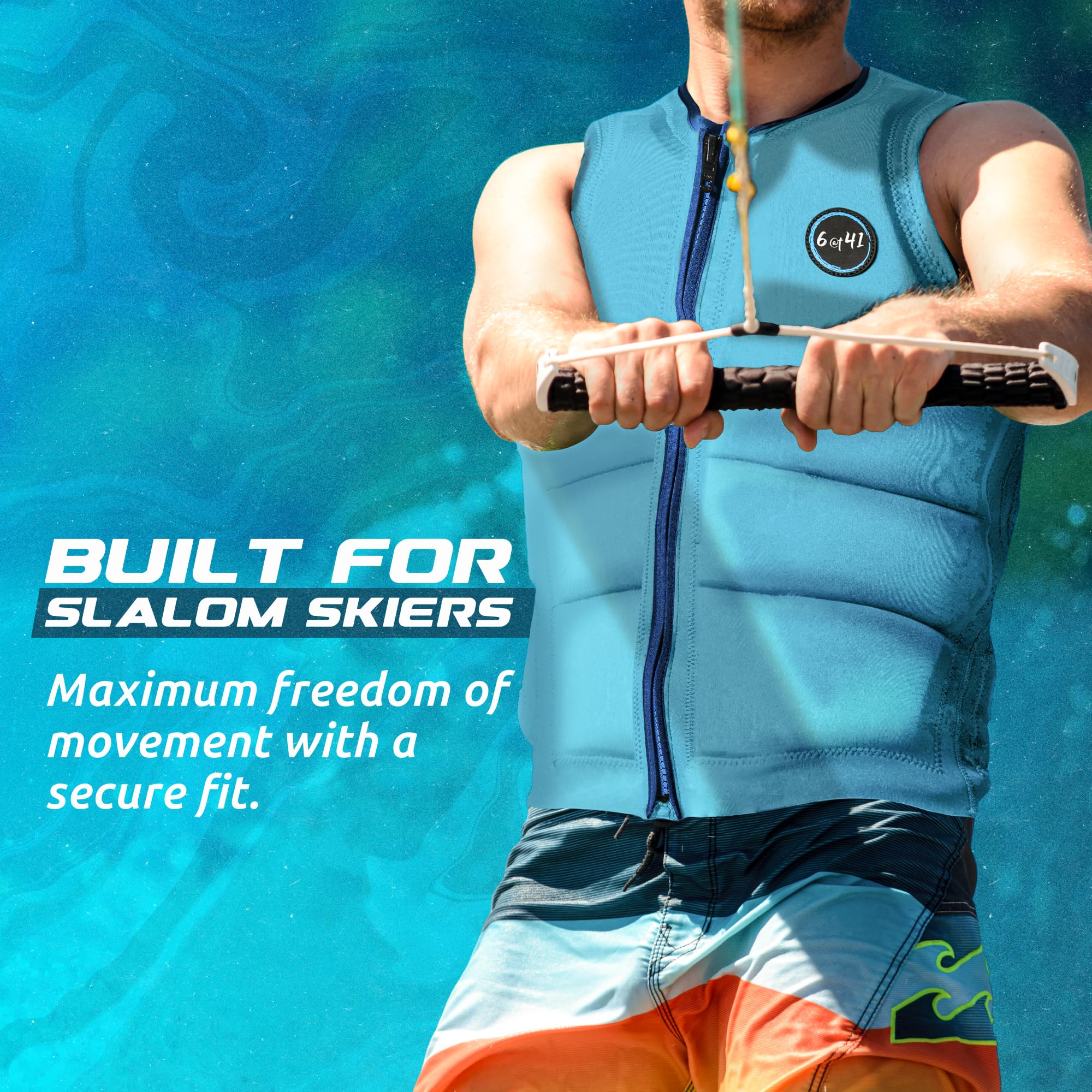 6@t41 Slalom Water Ski Competition Vest – Padded Jacket for Slalom & Trick Skiing with Maximum Movement Design, Jacket High-Performance Fit