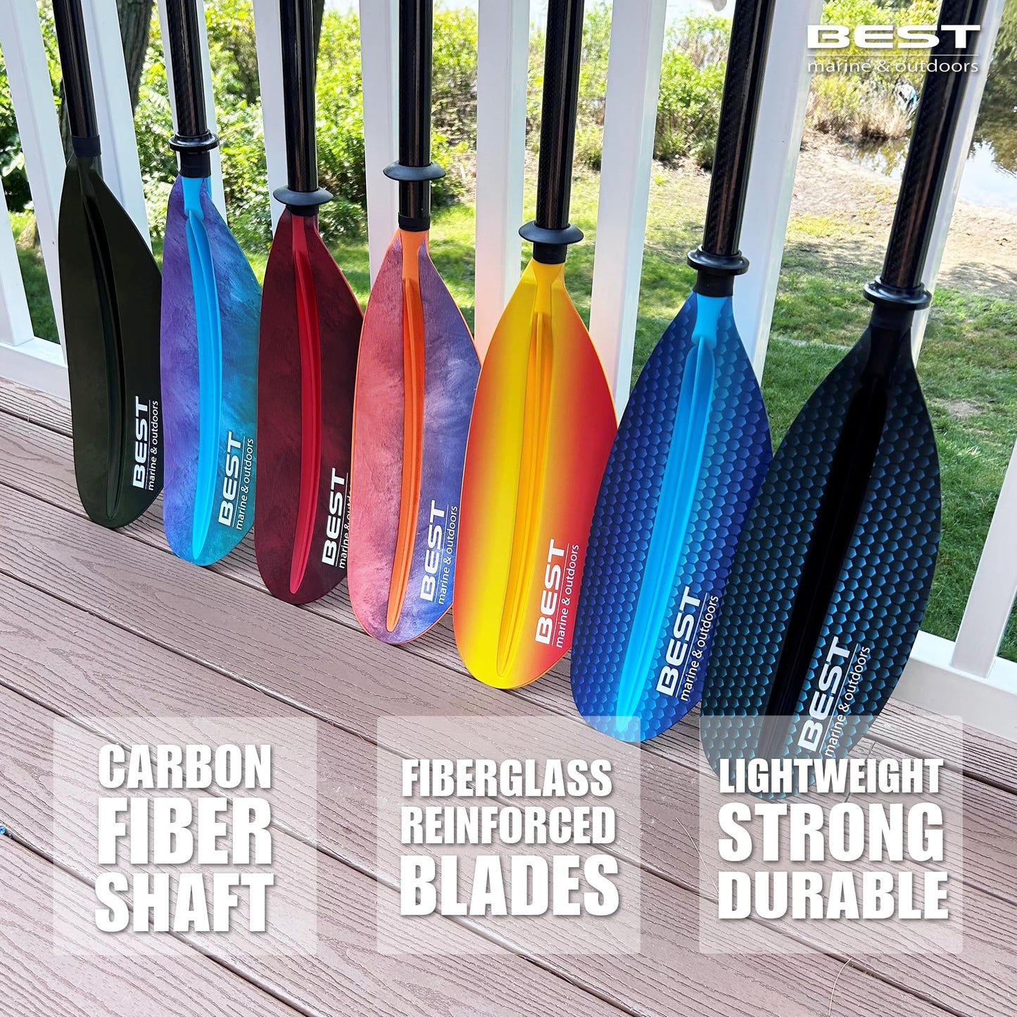Best Marine and Outdoors Carbon Fiber Kayak Paddle for Adults – Lightweight 2-Piece Paddle with Fiberglass Reinforced Blades, Adjustable Feather Angles, Floating Design, 220cm 234cm 250cm