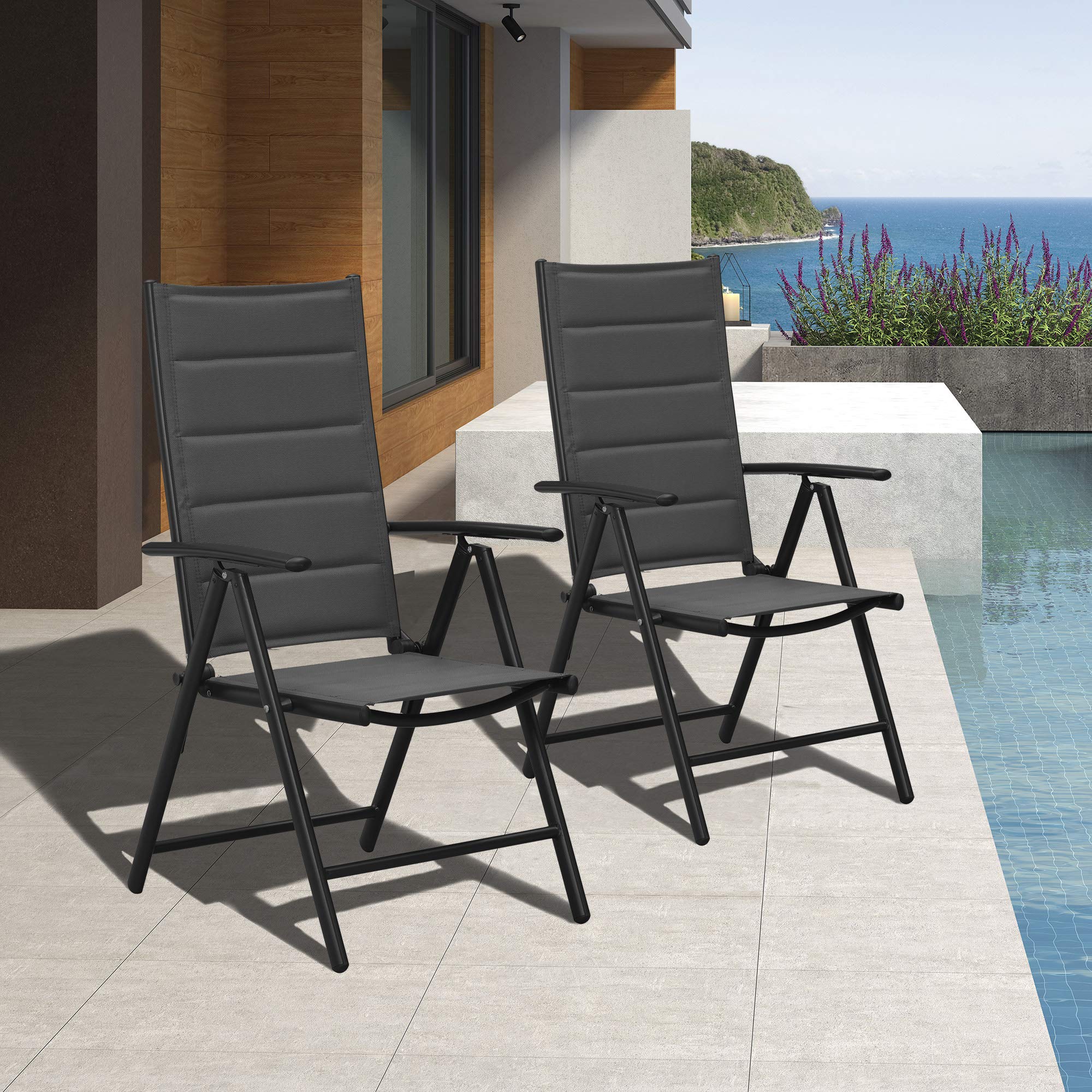 PURPLE LEAF Outdoor Dining Chairs Patio Folding Chairs