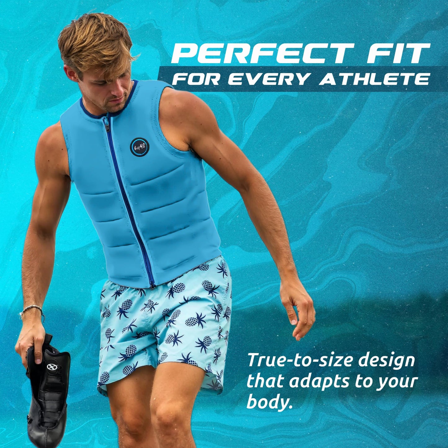 6@t41 Slalom Water Ski Competition Vest – Padded Jacket for Slalom & Trick Skiing with Maximum Movement Design, Jacket High-Performance Fit