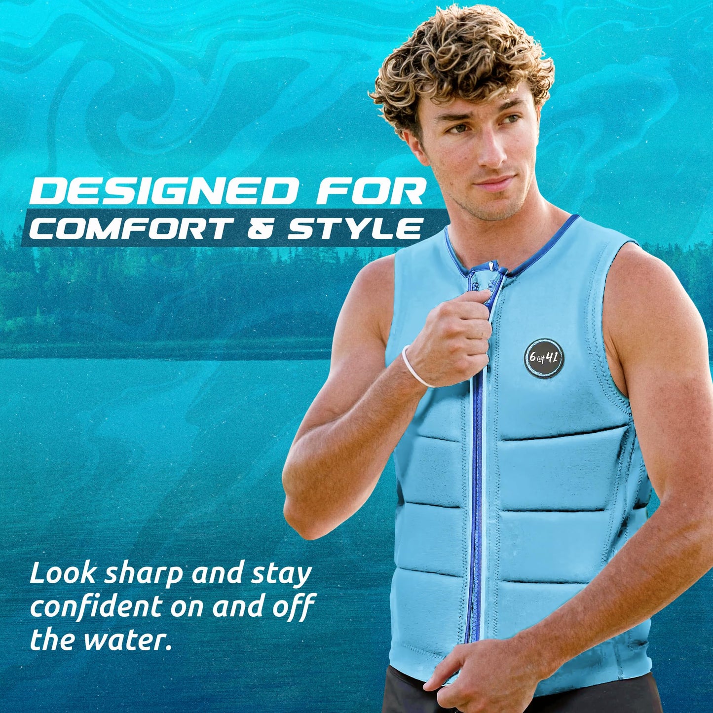 6@t41 Slalom Water Ski Competition Vest – Padded Jacket for Slalom & Trick Skiing with Maximum Movement Design, Jacket High-Performance Fit