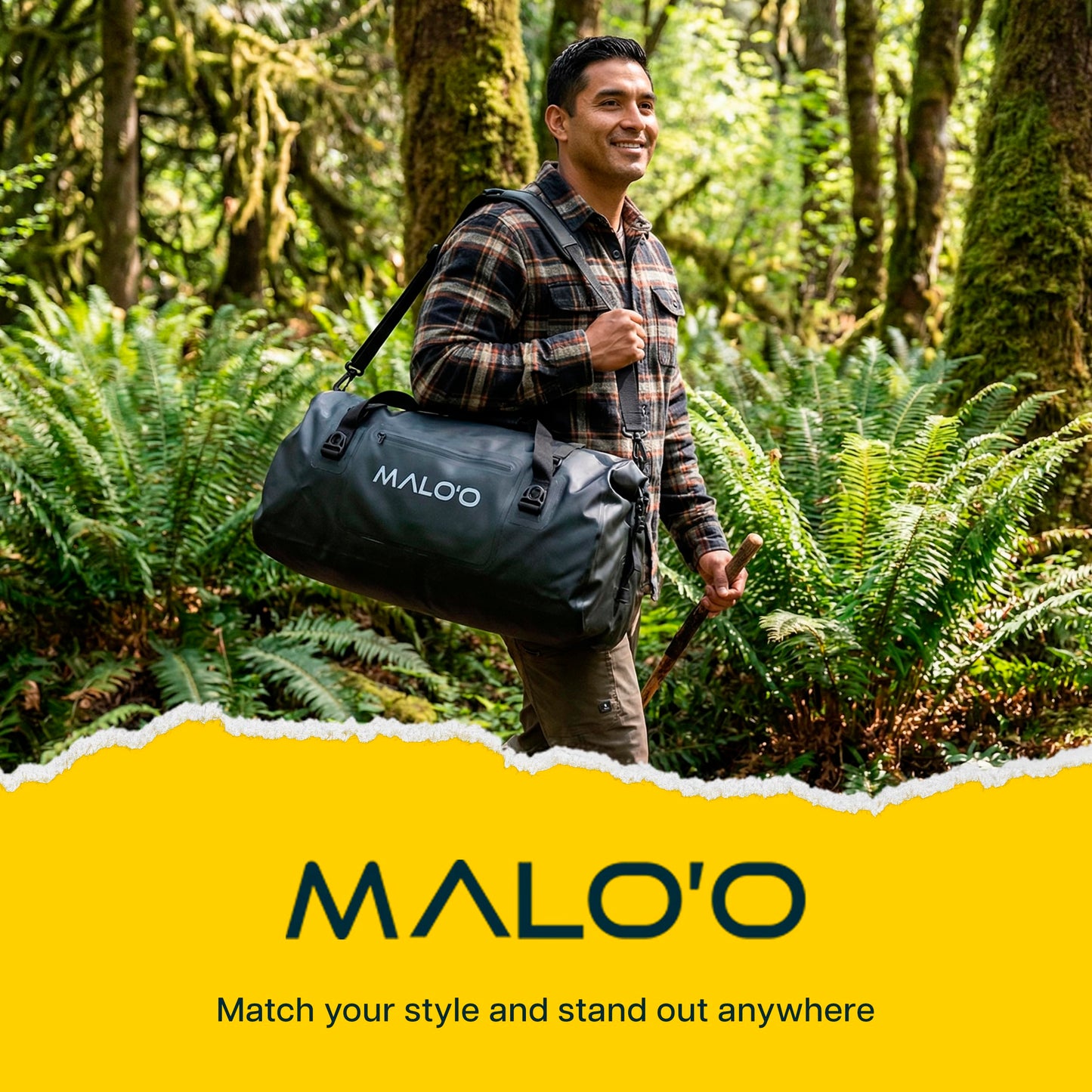 Malo’o Waterproof Dry Duffel, Heavy-Duty Roll Top Waterproof Gear Bag with Shoulder Straps & Molle Loops, Marine Duffel for Kayaking, Boating, Camping, Beach & Travel