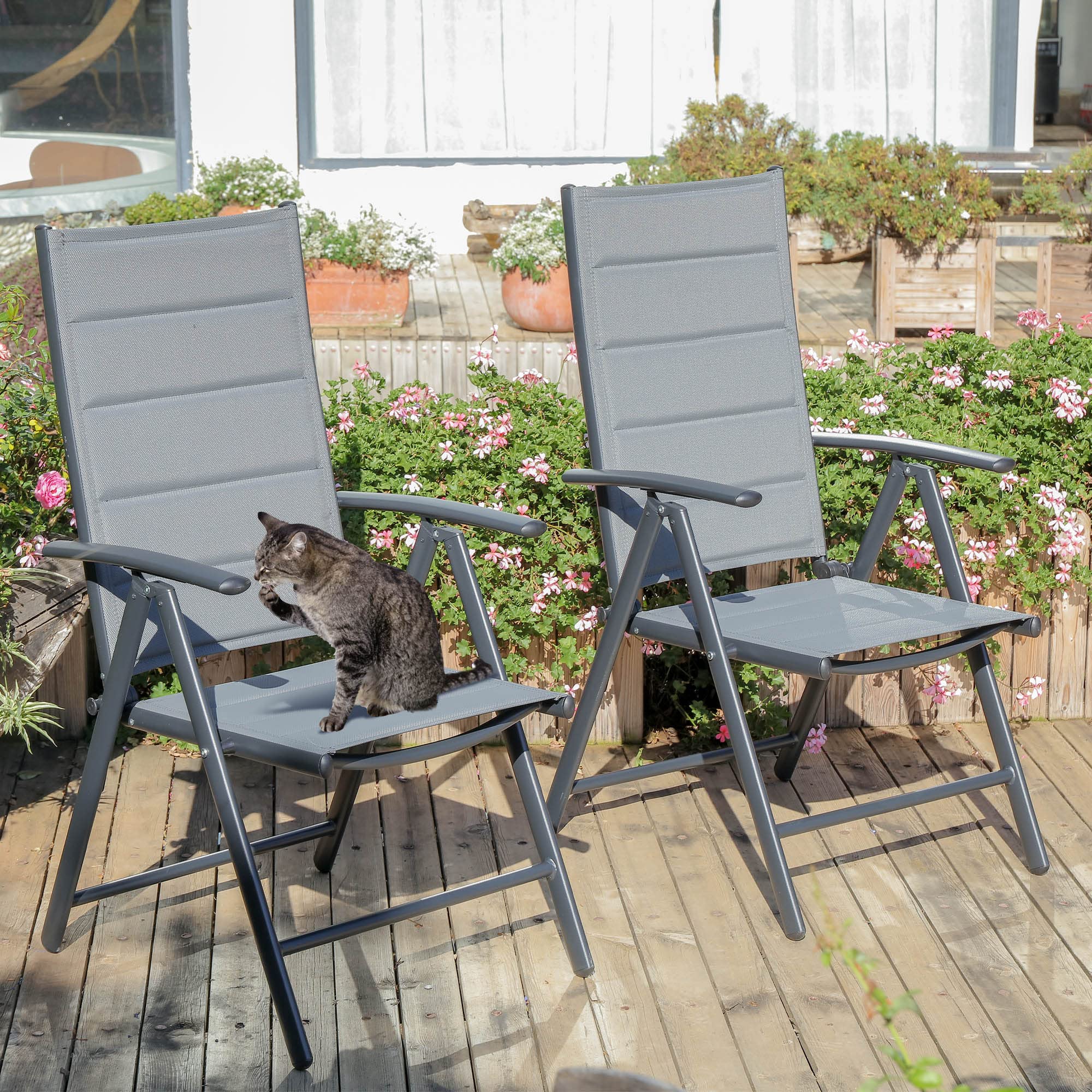 PURPLE LEAF Outdoor Dining Chairs Patio Folding Chairs